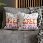 Orange and Pink Creep It Real Spun Polyester Square Pillowcase with Ghost Design