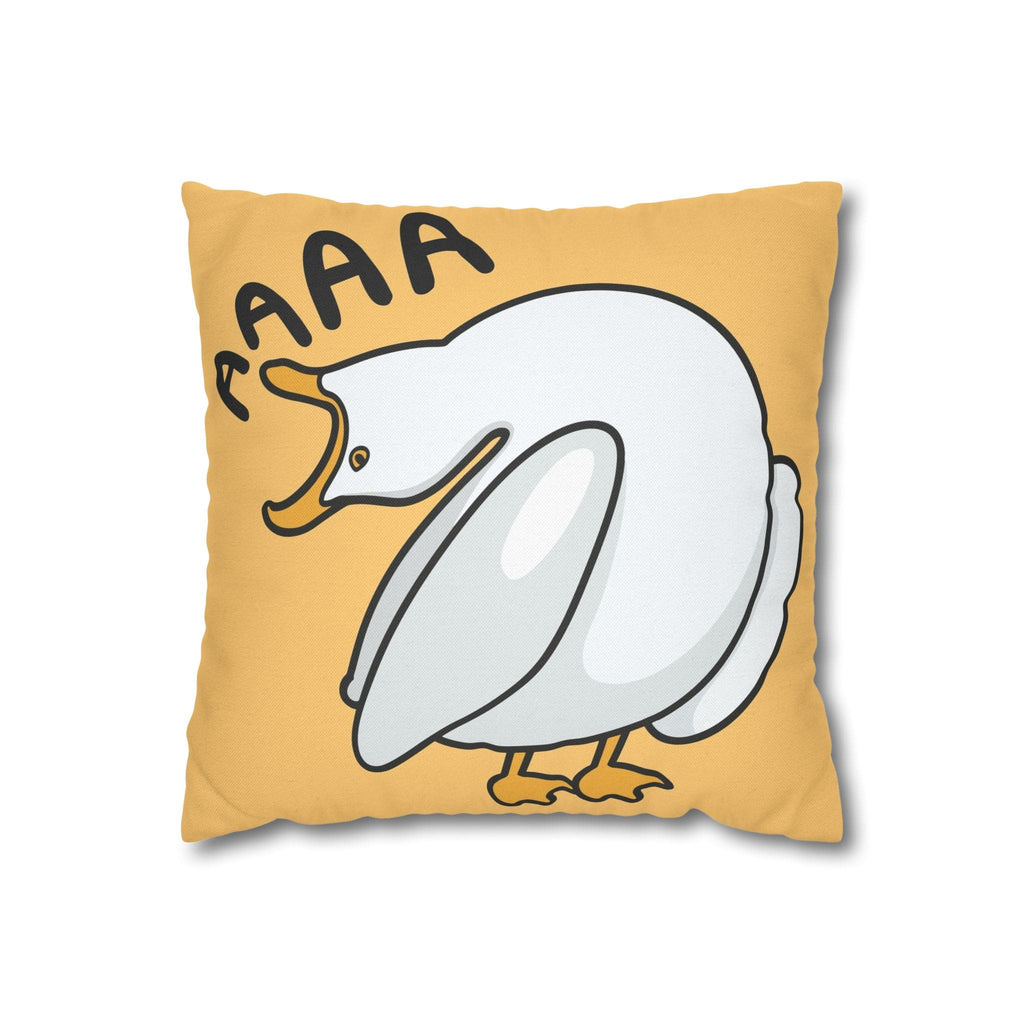 Yellow and White Silly Swan Spun Polyester Square Pillowcase with Playful Design