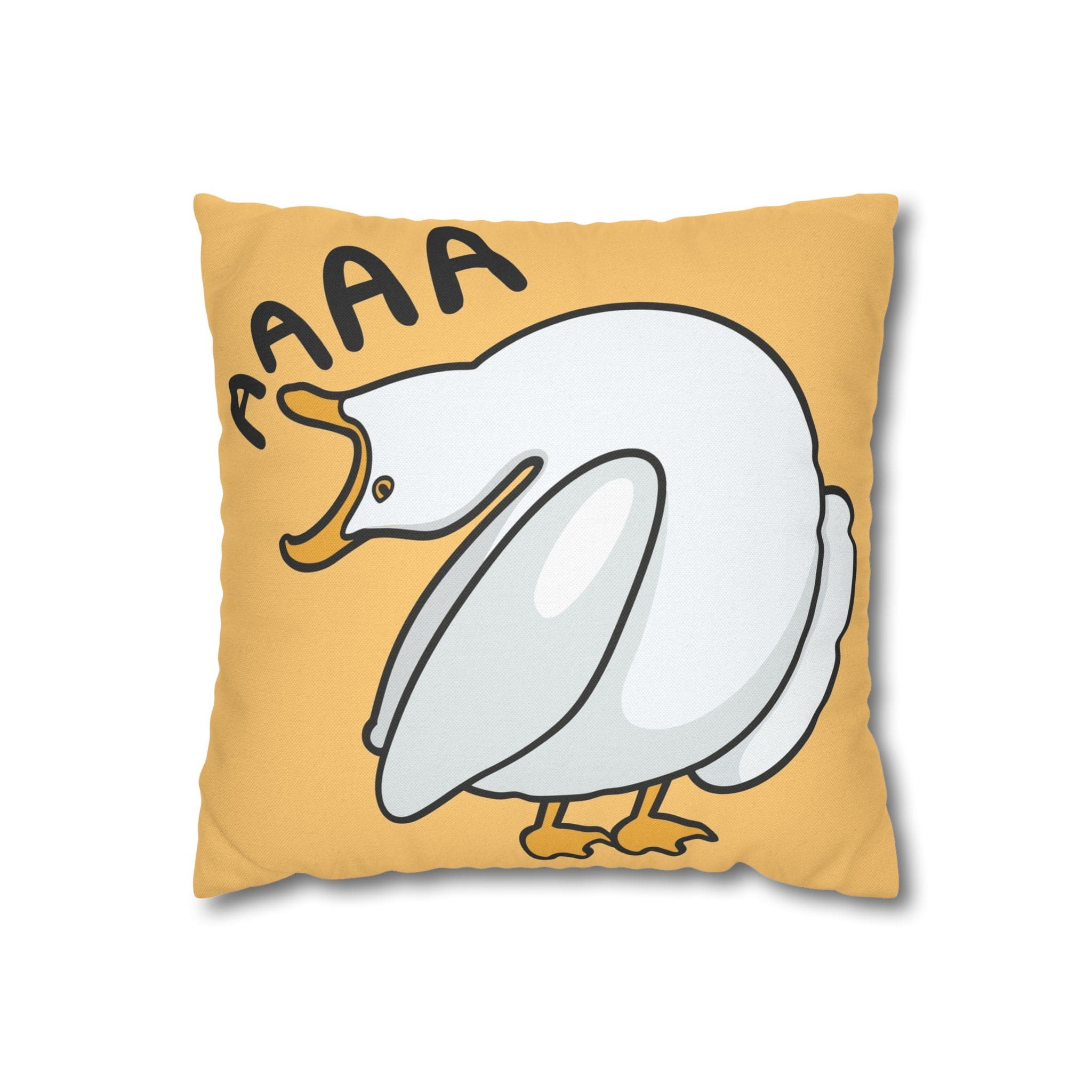 Yellow and White Silly Swan Spun Polyester Square Pillowcase with Playful Design
