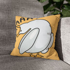 Yellow and White Silly Swan Spun Polyester Square Pillowcase with Playful Design