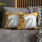 Yellow and White Silly Swan Spun Polyester Square Pillowcase with Playful Design