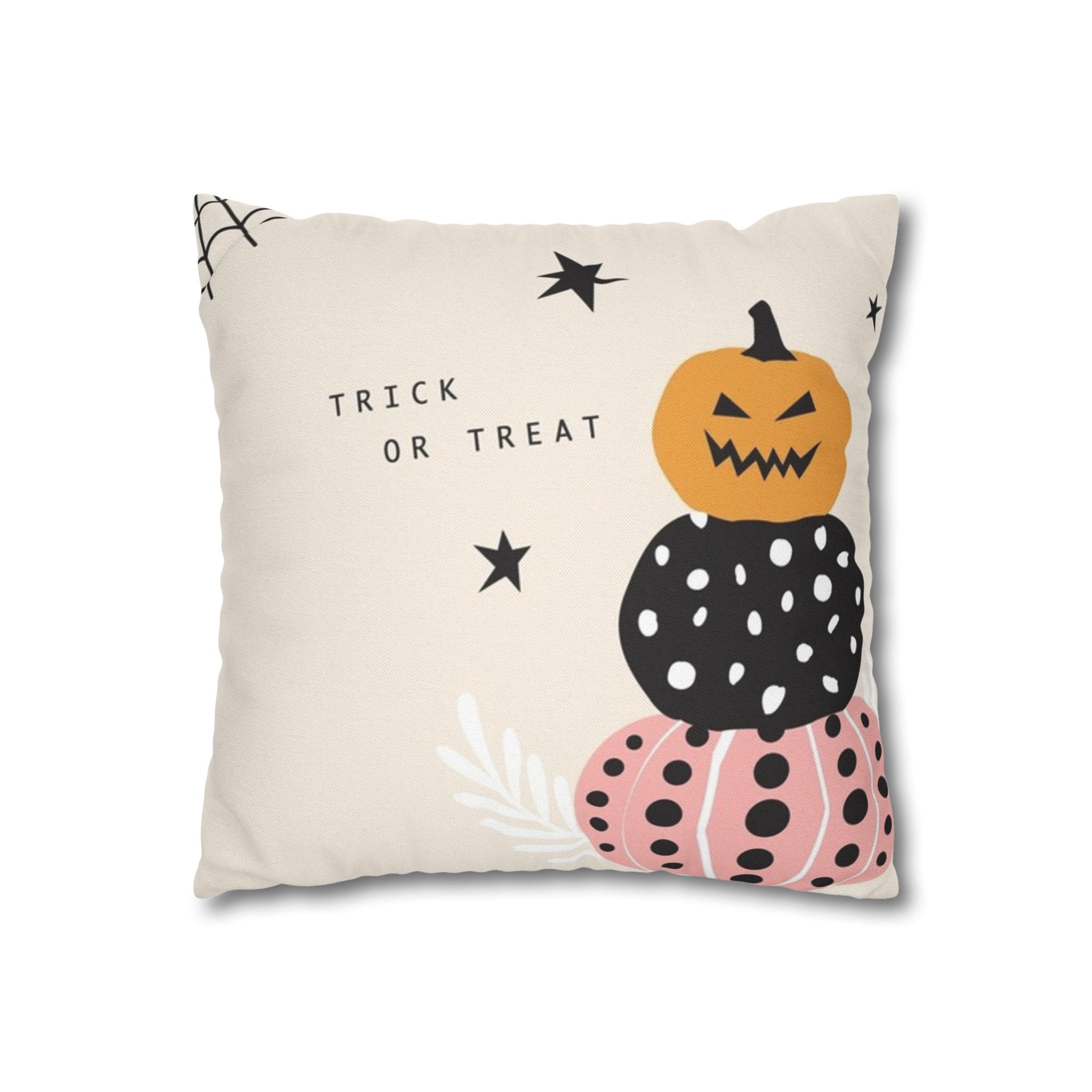Pink Halloween Skull Design Spun Polyester Square Pillowcase with Trick or Treat Theme