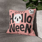 Pink Halloween Skull Design Spun Polyester Square Pillowcase with Trick or Treat Theme