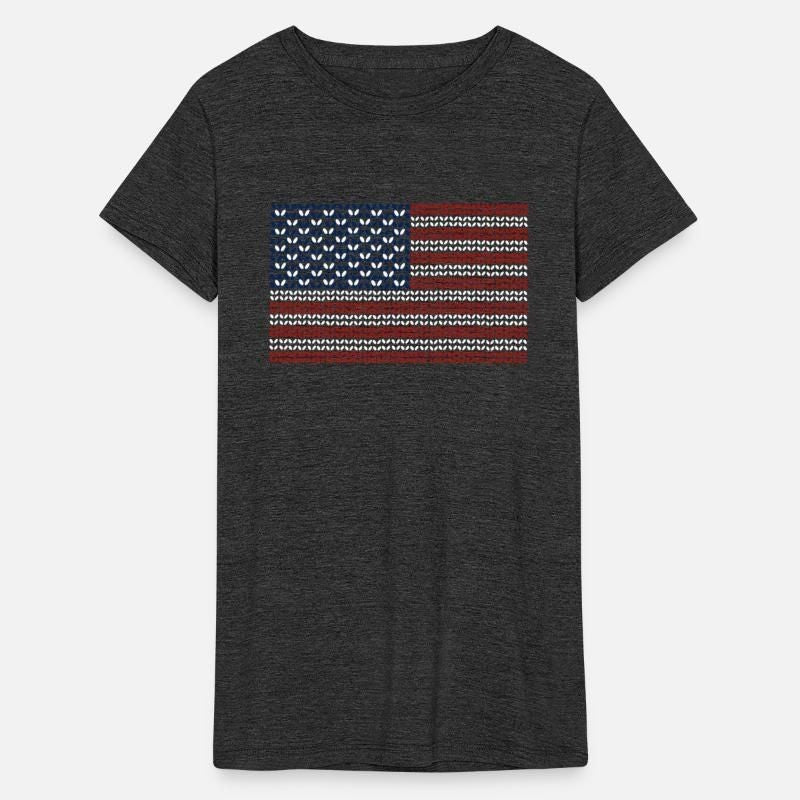 American Flag - knit pattern design Womens Tri-Blend Organic T-Shirt