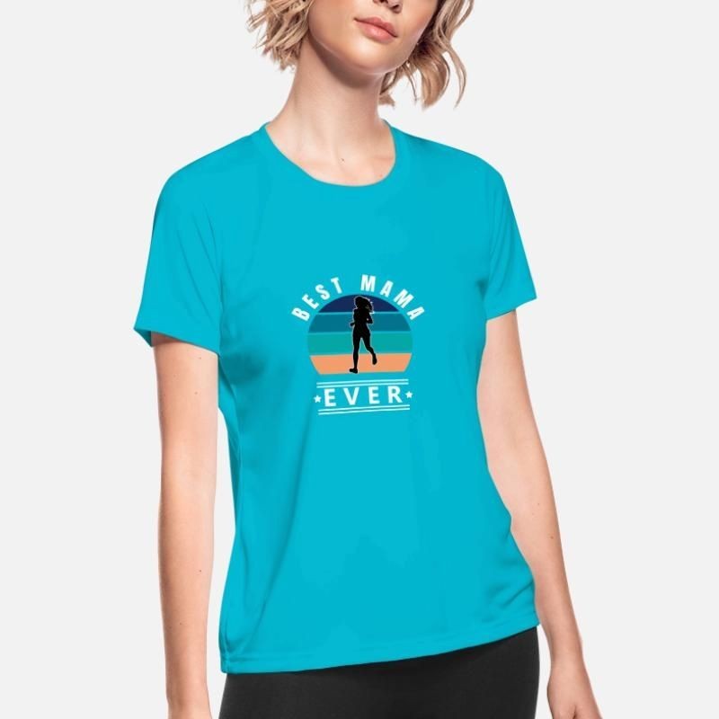 Best Mama Ever Jogging Retro Sunset Womens Sport T-Shirt