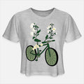 Botanical Bike With White Flowers - Bike Flowers Womens Cropped T-Shirt
