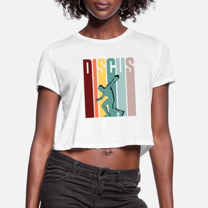 Disc throwing discus vintage Womens Cropped T-Shirt