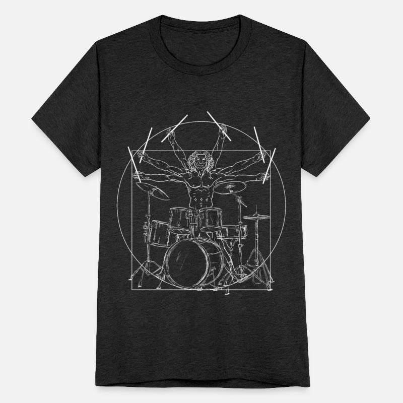 Drummer Da Vinci - Drum Rock Music Vitruvian Gift Unisex Tri-Blend T-Shirt