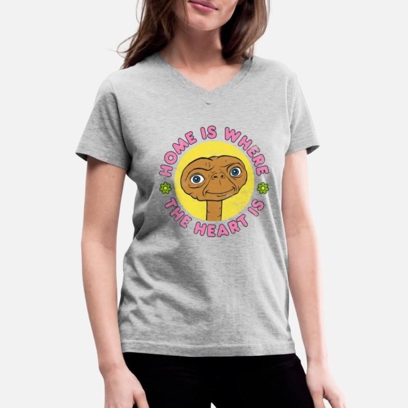 E.T. Home Is Where The Heart Is Womens V-Neck T-Shirt