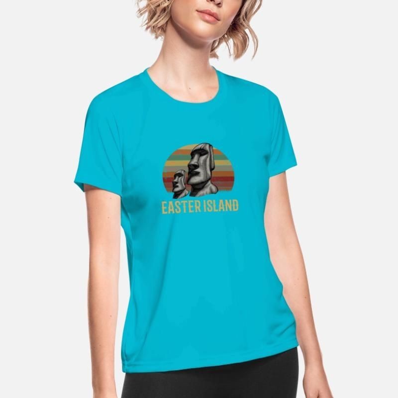 easter island moai Isla de Pascua easter island Womens Sport T-Shirt