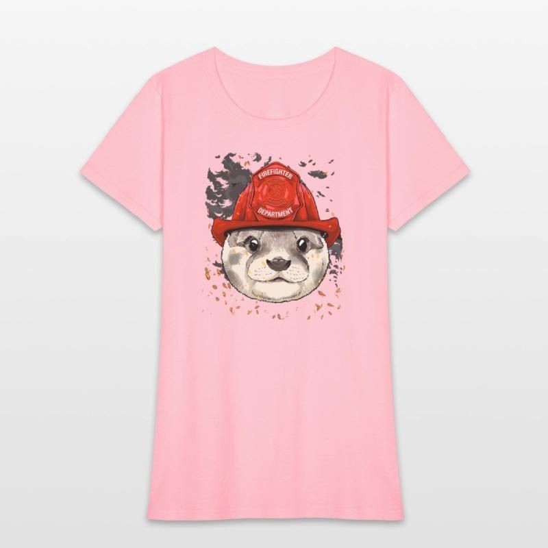 Firefighter Otter Wildlife Otter Aquatic Animal Womens T-Shirt