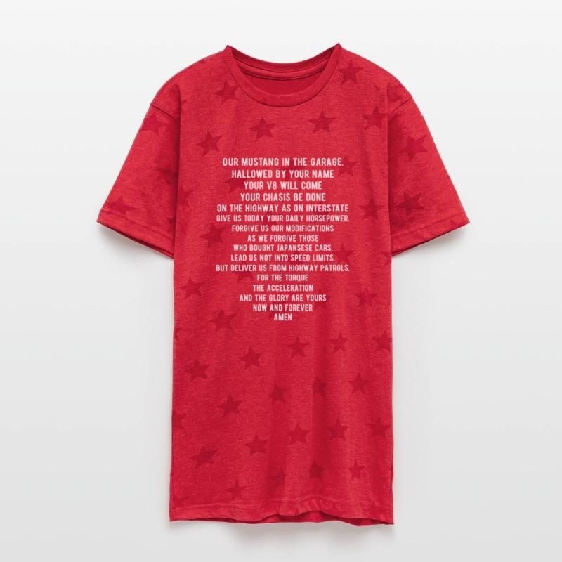 Funny Mustang Car Lords Prayer Unisex Adult Star Printed T-Shirt