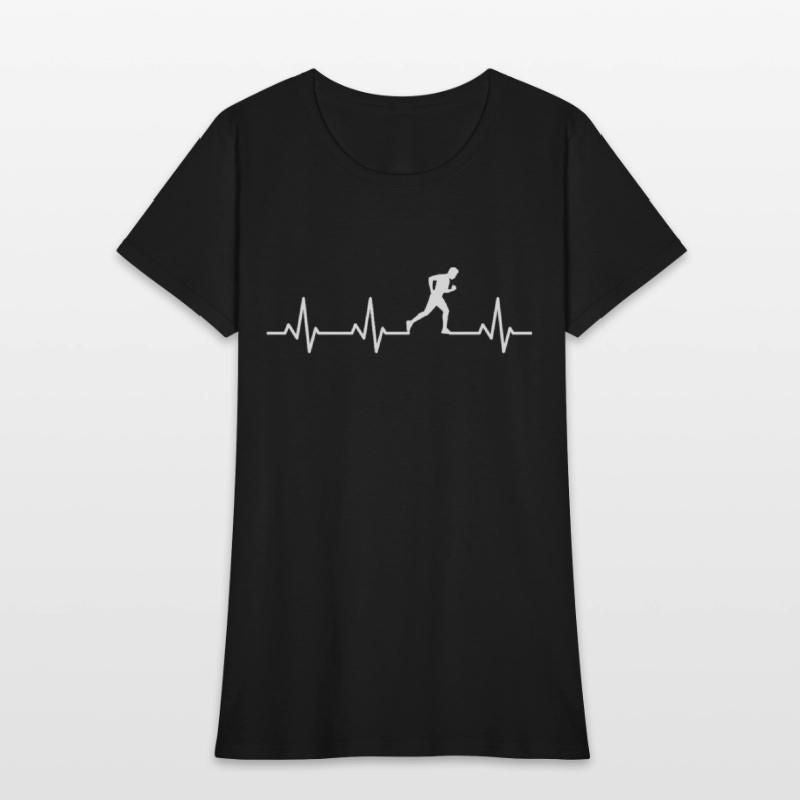 Funny Runner Heartline Womens T-Shirt