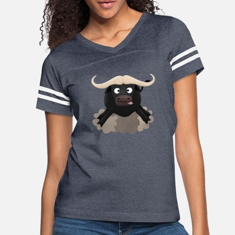 Funny running water buffalo cartoon Womens Vintage Sport T-Shirt