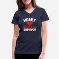 Heart Cardiac Pacemaker Heart Transplant Survivor Womens V-Neck T-Shirt