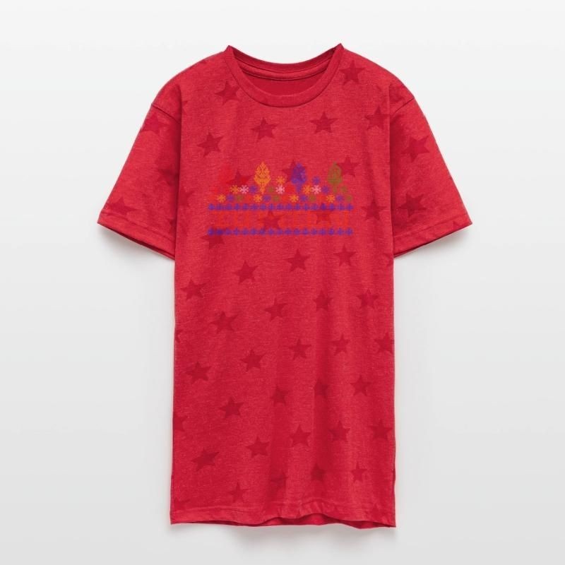 Iu Mien Embroidery Unisex Adult Star Printed T-Shirt