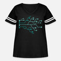 Logic Gates Nerd Womens Curvy V-Neck Football Tee