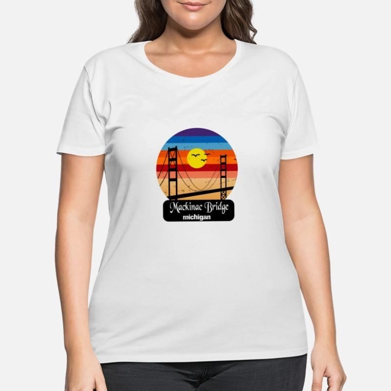 Mackinac Bridge- Retro Vintage Michigan Womens Plus Size T-Shirt