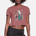 Martini Mermaid Blonde Womens Cropped T-Shirt