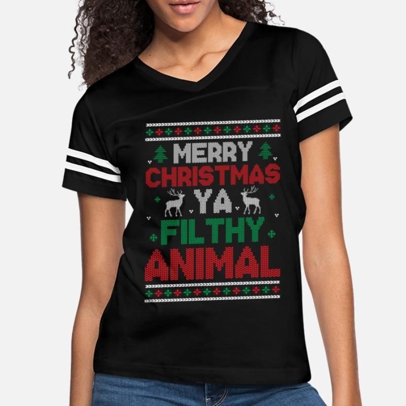 Merry Christmas Ya Filthy Animals - Saying Ugly Ch Womens Vintage Sport T-Shirt