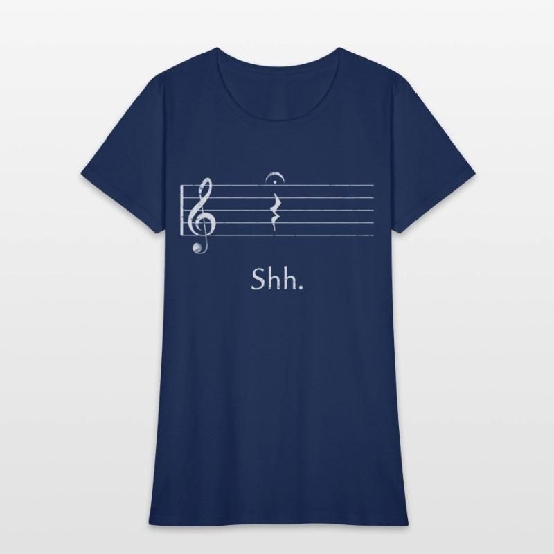 Music Shh Quer Rest And Fermata Womens T-Shirt