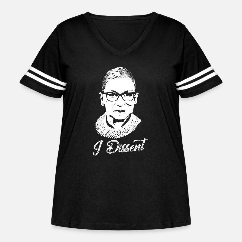 Notorious RBG - I Dissent Womens Curvy V-Neck Football Tee