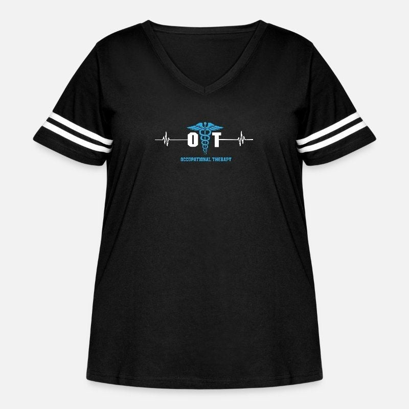 Occupational Therapy Womens Curvy V-Neck Football Tee