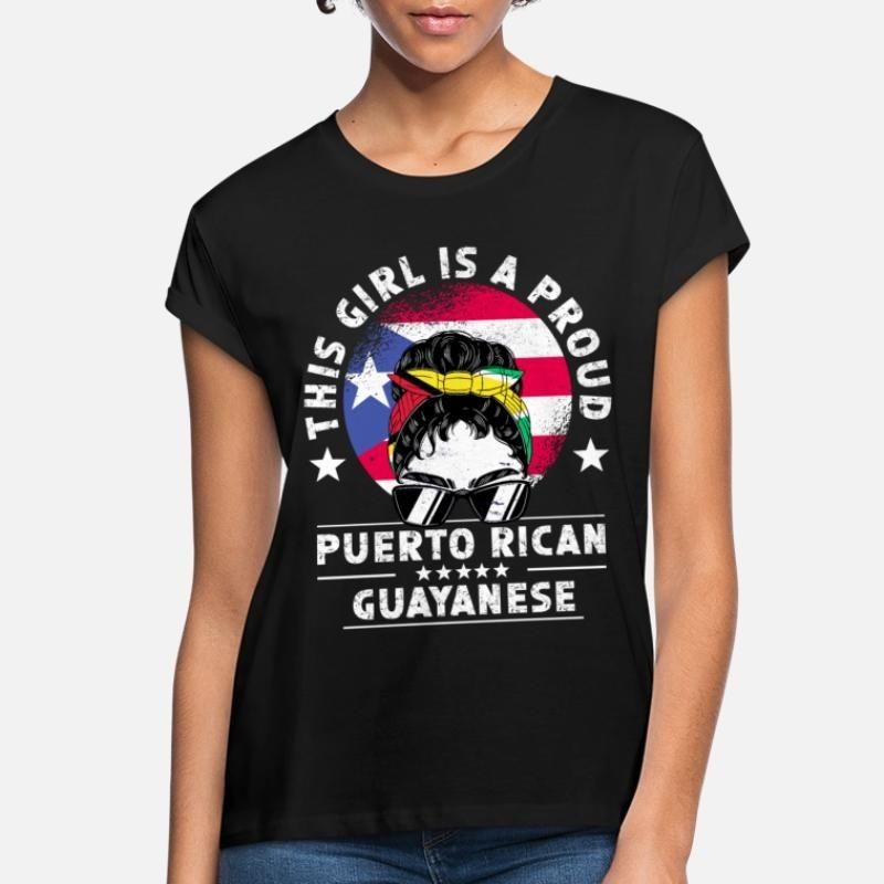 Puerto Rico Flag Guyana Grown Women Girl Womens Loose Fit T-Shirt