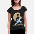 Qigong Qi Gong Goat Animal Cute Gift Womens Rolled Sleeve T-Shirt