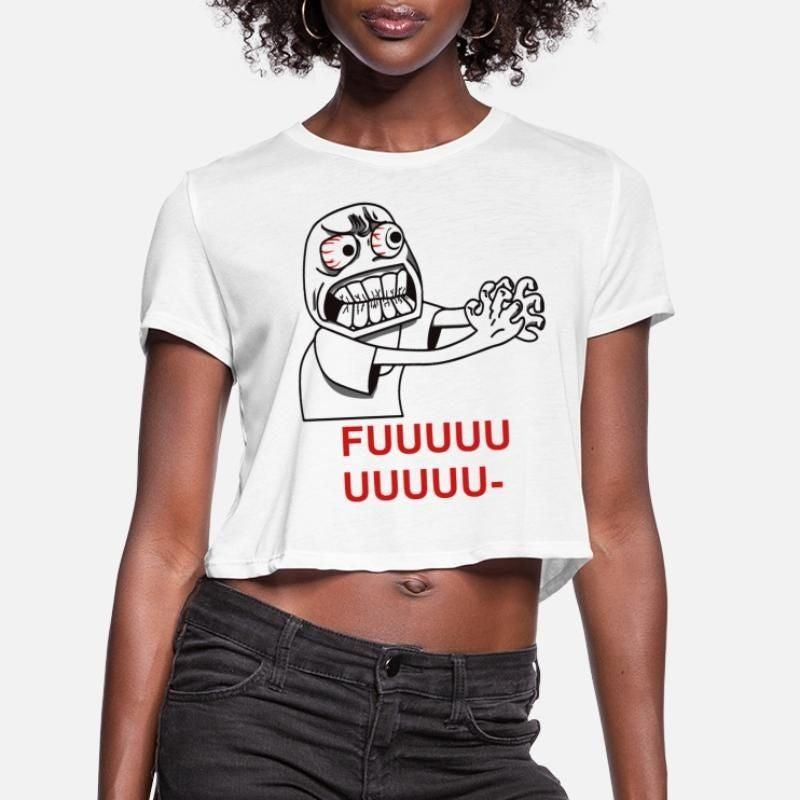 Rage Guy Angry Fuu Fuuu Fuuuu Rage Face Meme Tees Womens Cropped T-Shirt