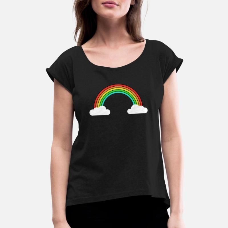 Rainbow clouds | Rainbow colors men women children Womens Rolled Sleeve T-Shirt