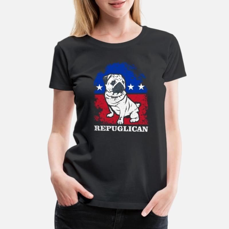 Republican Pug Dog America Flag Patriot Womens Premium T-Shirt
