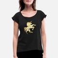 retro unicorn gold Womens Rolled Sleeve T-Shirt
