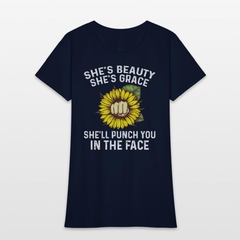 Shell Punch You In The Face Funny Sarcasm Sayings Womens T-Shirt