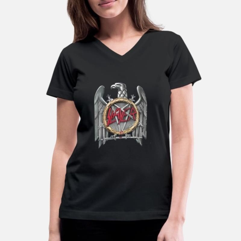 Slayer Band Novelty Holiday Gift Womens V-Neck T-Shirt