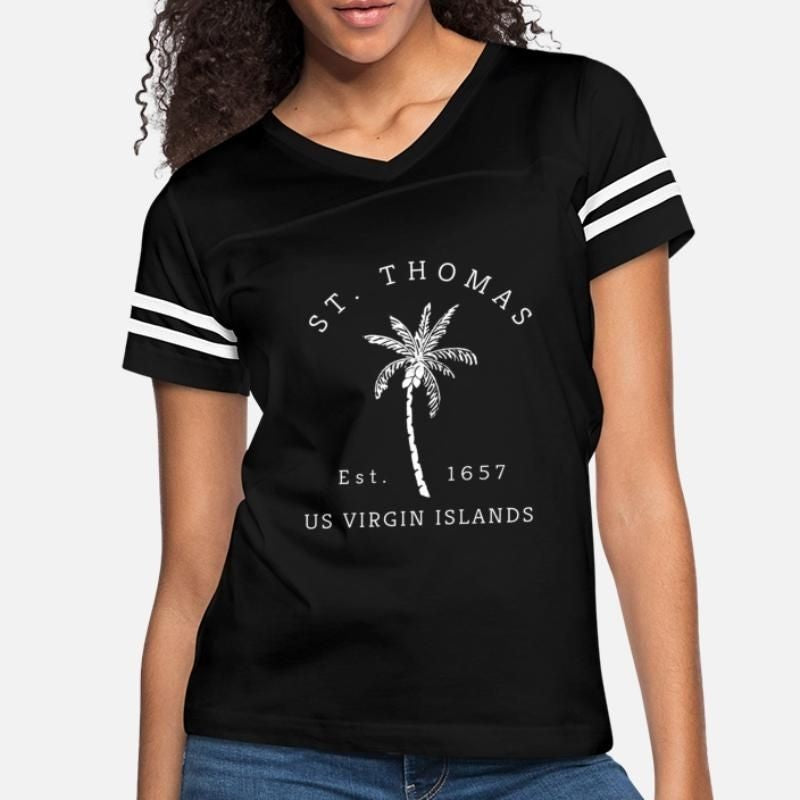 St Thomas Usvi Beach Palm Tree Novelty Womens Vintage Sport T-Shirt