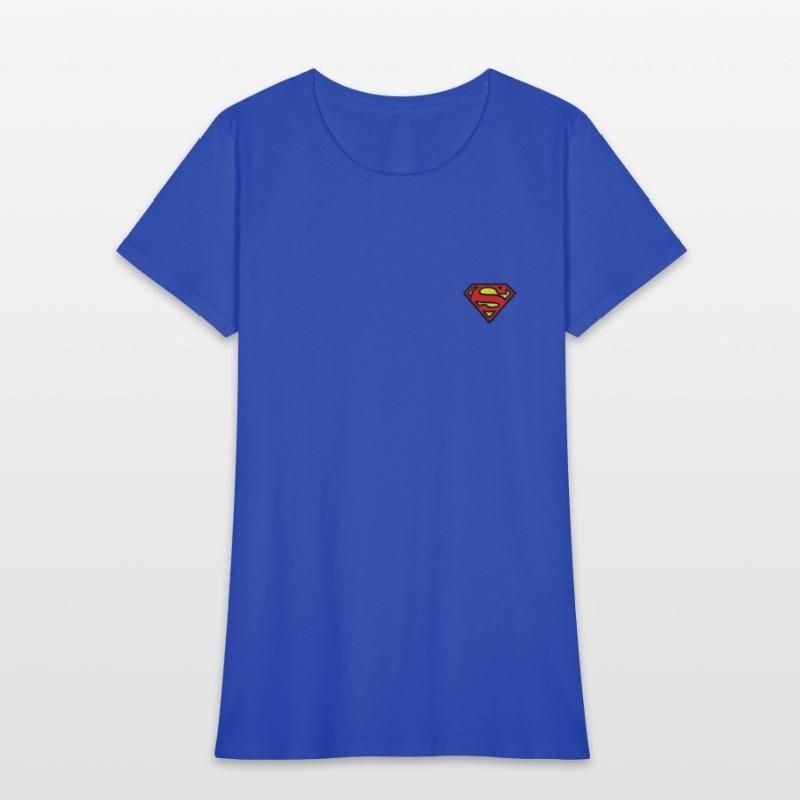 Superman small logo S-Shield Embroidery Womens T-Shirt