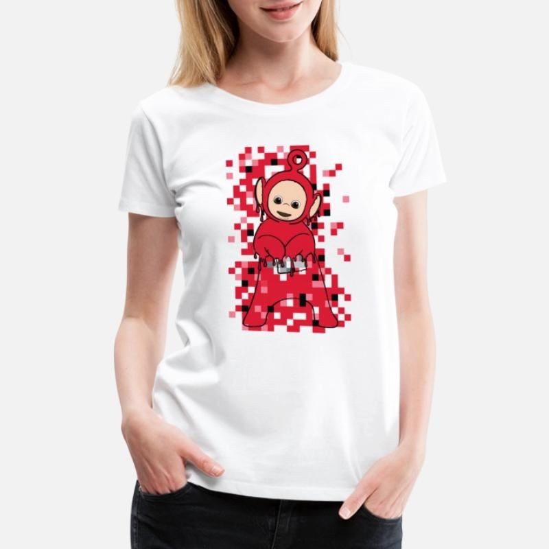 Teletubbies Po In a Cool Pixel And Drip Design Womens Premium T-Shirt