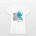 The Smurfs First I Need Coffee Womens T-Shirt