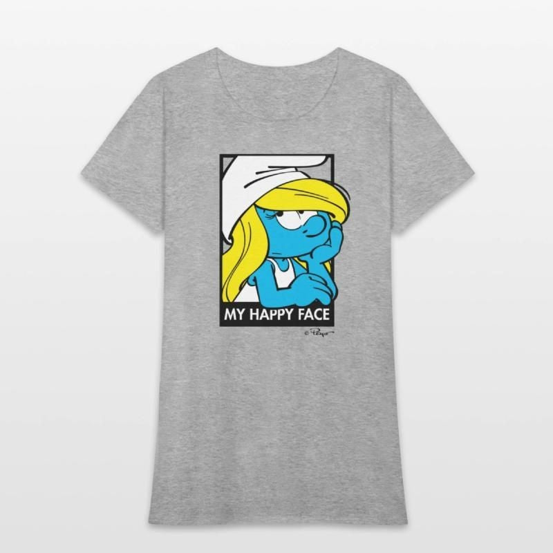 The Smurfs Funny Gift Smurfette My Happy Face Womens T-Shirt