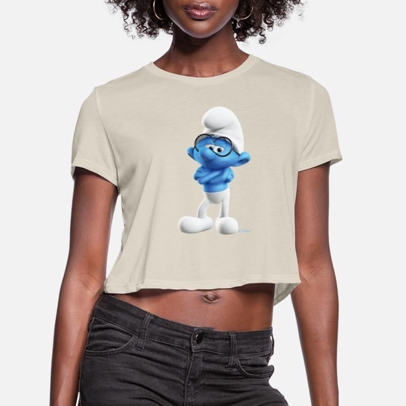 The Smurfs Gift Brainy Smurf Womens Cropped T-Shirt