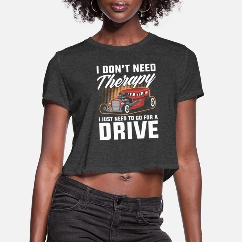 Therapy Hot Rod Classic Car Vintage Hotrod Womens Cropped T-Shirt