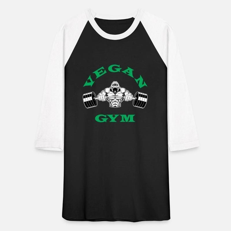 Vegan Gym Gorilla Plant Based Bodybuilding Unisex Baseball T-Shirt