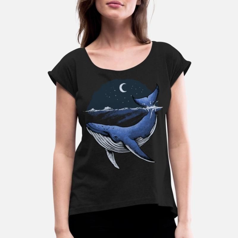 Whale Womens Rolled Sleeve T-Shirt