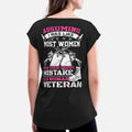 WOMAN VETERAN veteran mom veteran marine wife Womens Rolled Sleeve T-Shirt