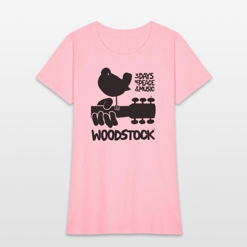 Woodstock Logo Black 3 Days Of Peace & Music Womens T-Shirt